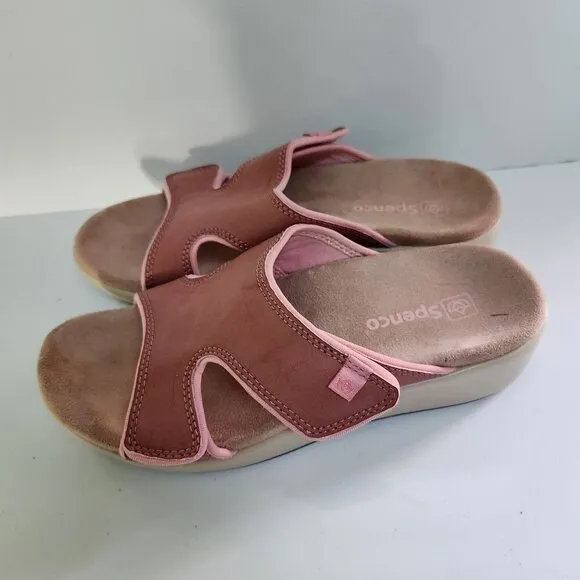 Spence Orthotic Coral Cloud Leather Hook Loop Comfort Sandals Size 7