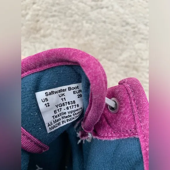 Sperry Little Kid Size 12 Saltwater PurpleDuck Boot
