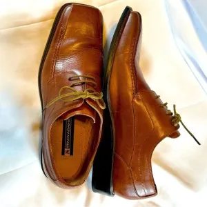 Stacy Adams Mens Derby Brown Leather Square Square Toe Lace Up Shoes Size 10M