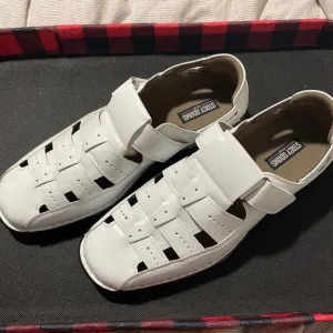 Stacy Adams Mens White Calax Fishermen Sandals 10.5
