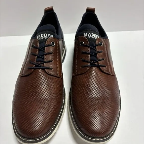 Steve Madden Men’s Lyddon Cognac Oxford Dress Shoes, Size 9.5 M