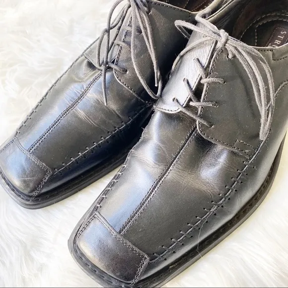 STRUCTURE Italian Leather Oxford Dress Shoes Black, Size 10