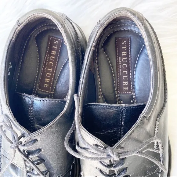 STRUCTURE Italian Leather Oxford Dress Shoes Black, Size 10