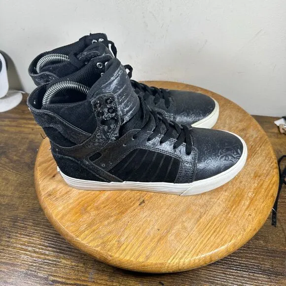 Supra Skytop Muska Black White Athletic Shoes Sneakers Women's Size 7.5