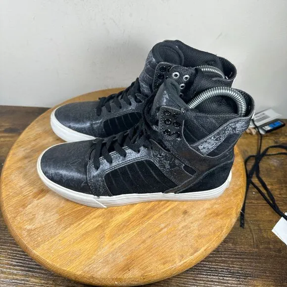 Supra Skytop Muska Black White Athletic Shoes Sneakers Women's Size 7.5