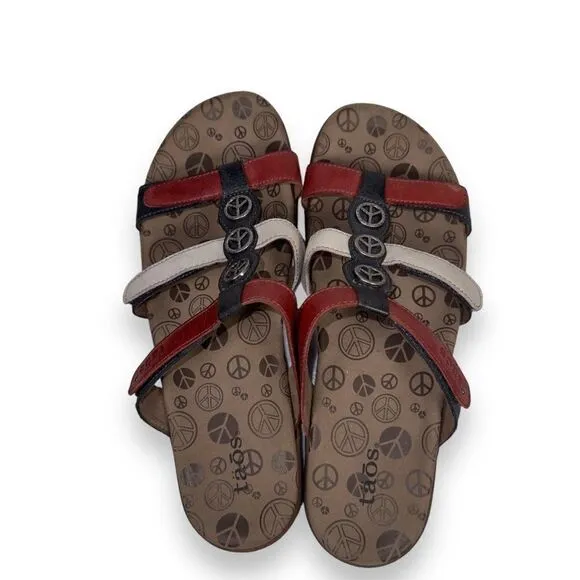 Taos Peace Prize Slide Sandals &quot;Patriot&quot; PEP-13007D Women's 11