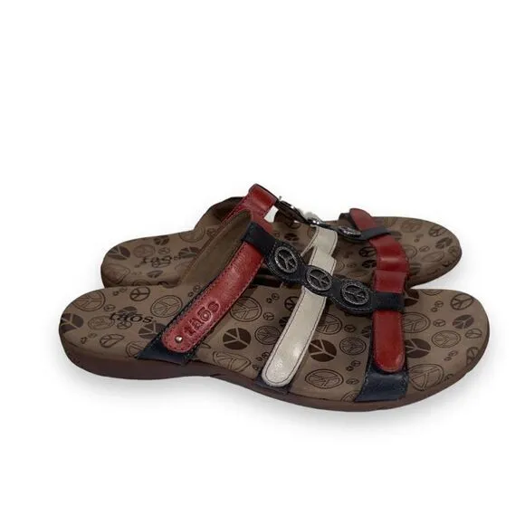 Taos Peace Prize Slide Sandals &quot;Patriot&quot; PEP-13007D Women's 11