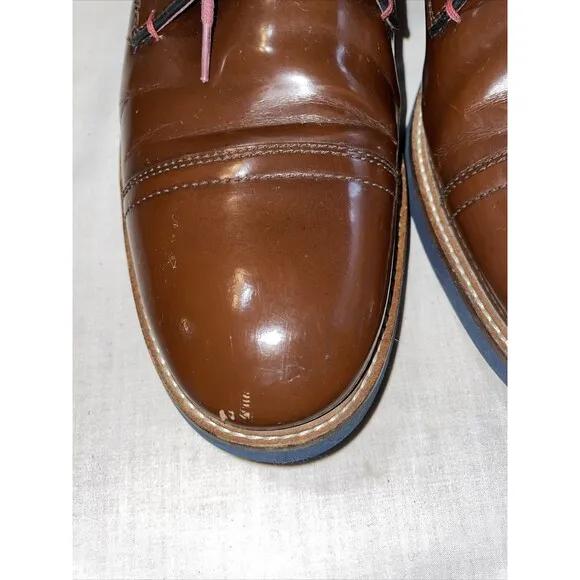 Ted Baker Captoe Dress Shoes Mens Size 9 M Brown Leather Oxfords Block Heels
