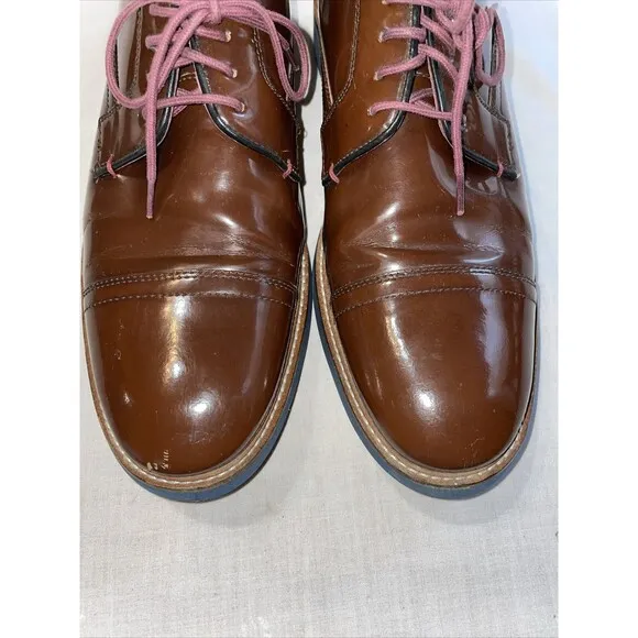 Ted Baker Captoe Dress Shoes Mens Size 9 M Brown Leather Oxfords Block Heels