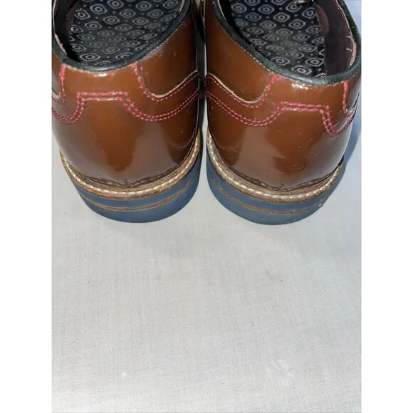 Ted Baker Captoe Dress Shoes Mens Size 9 M Brown Leather Oxfords Block Heels