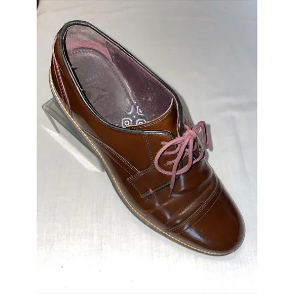 Ted Baker Captoe Dress Shoes Mens Size 9 M Brown Leather Oxfords Block Heels