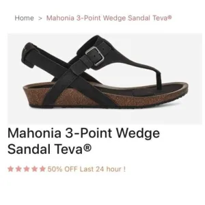 Teva Women’s Mahonia Wedge Cross Strap Leather Sandals Black Size 7 NEW