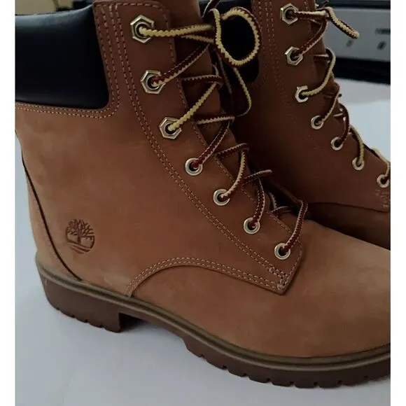 Timberland Classic Lace-up Combat Boots in Wheat Nubuck with Padded Collar