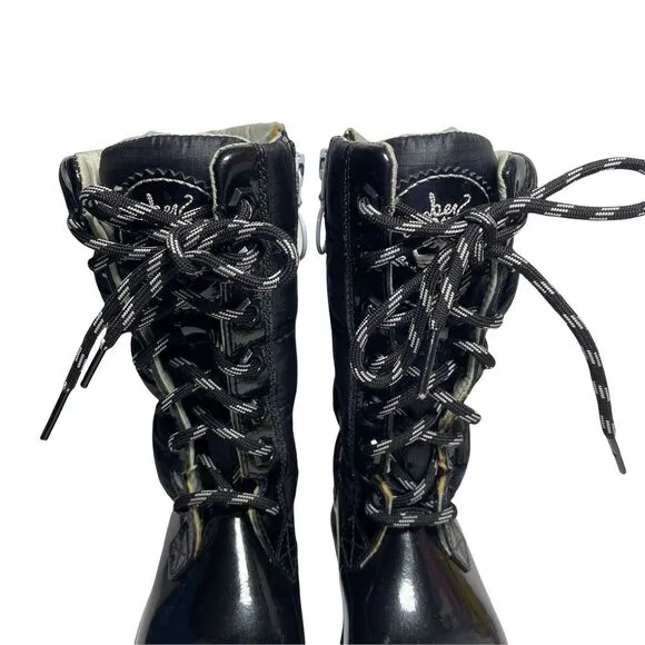 Timberland Girls Toddlers Winter Black Patent Leather Calf Puffer Boots Size 6
