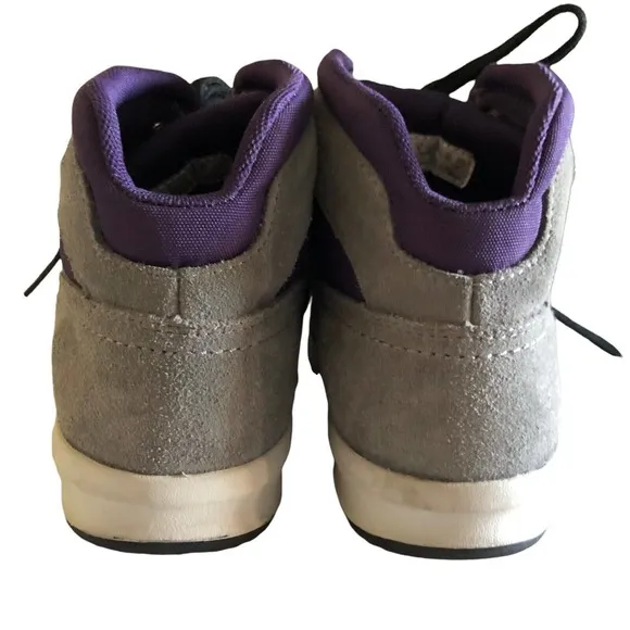Timberland Hiking Boots Gray Suede Leather Purple Youth Size 5 4991R