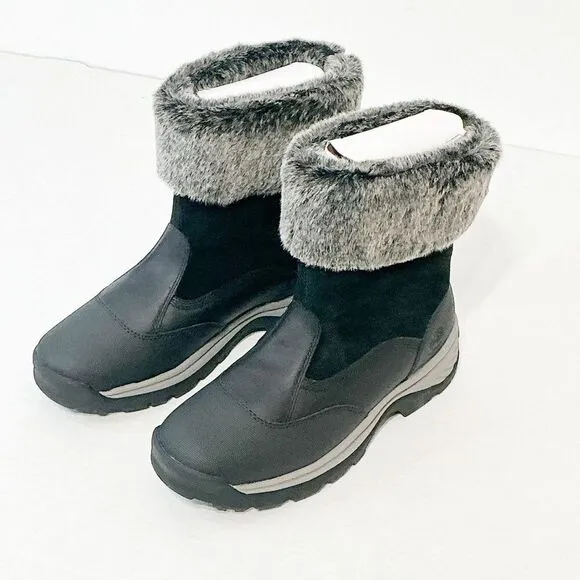 Timberland NWB Sz 9 Jet Black White Ledge Mid PrimaLoft Pull-On Snow Boots