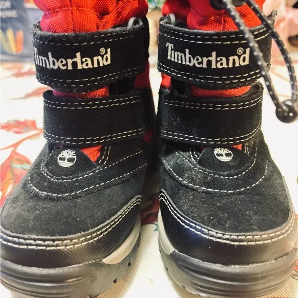 Timberland Thermolite 200 Gram Snow Boots black Red Lining EUC