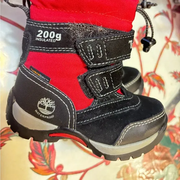 Timberland Thermolite 200 Gram Snow Boots black Red Lining EUC