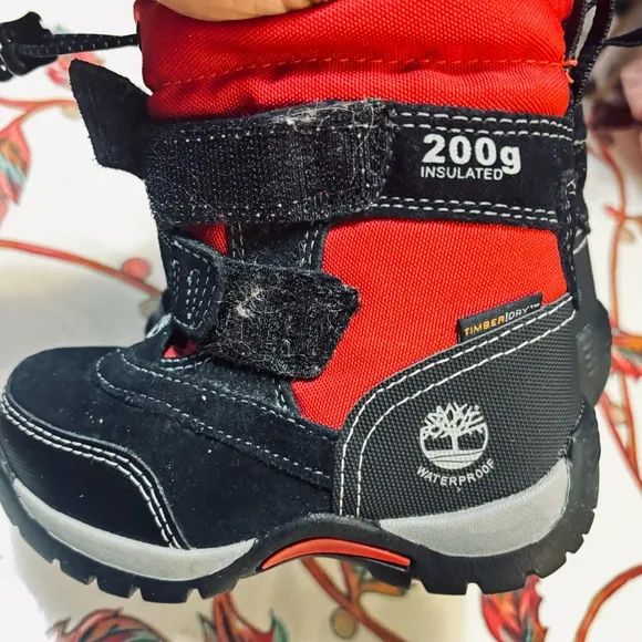 Timberland Thermolite 200 Gram Snow Boots black Red Lining EUC