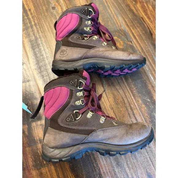 Timberland Waterproof Winter Boots Primaloft Insulated Purple Brown Women's 7.5