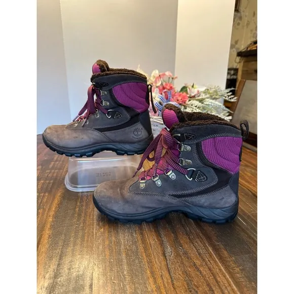 Timberland Waterproof Winter Boots Primaloft Insulated Purple Brown Women's 7.5