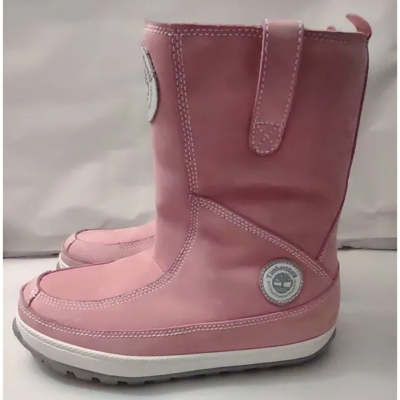 Timberland Winter Boots Womens Size 6 Pink Leather Mukluk Lined Snow Y2K