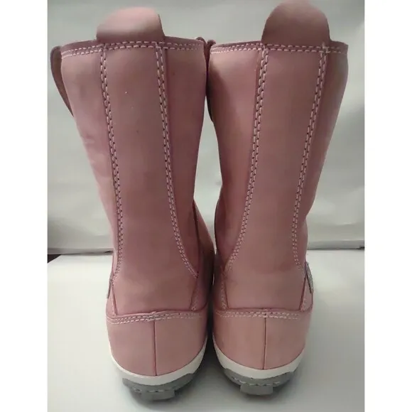 Timberland Winter Boots Womens Size 6 Pink Leather Mukluk Lined Snow Y2K