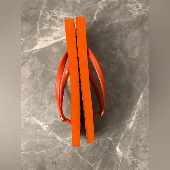 Tory Burch orange and navy sandals sz 9