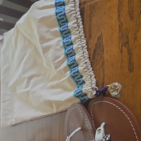Tory Burch White and Brown Sandals