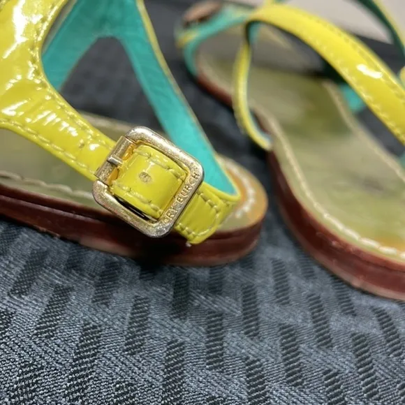 Tory Burch Women’s Green Neon Rhinestone Embellished Sling Back Sandals Size 6M