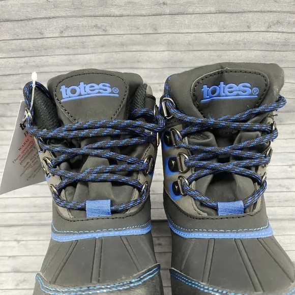 Totes Black Gray Blue‎ Winter Snow Boots Size 12 Ricky