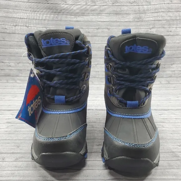 Totes Black Gray Blue‎ Winter Snow Boots Size 12 Ricky