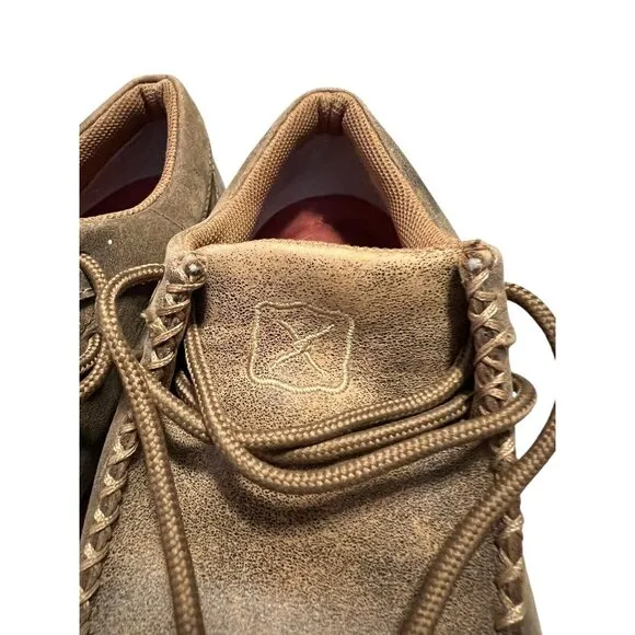 Twisted X Shoes Mens 8 M Chukka Driving Moc Brown Leather Lace Up Casual WDM0013
