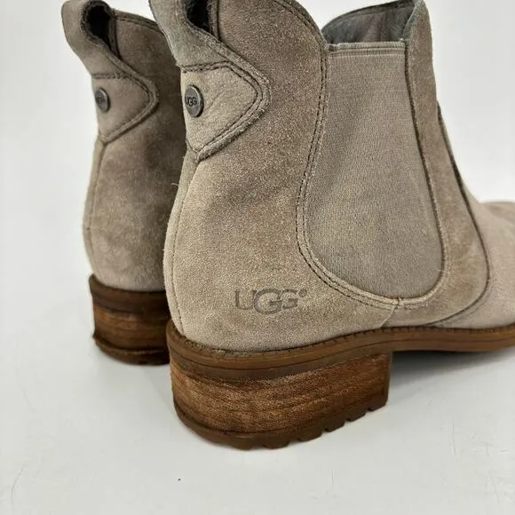 UGG Australia Bonham Chelsea Ankle Boots Suede Leather Waterproof Taupe Size 6