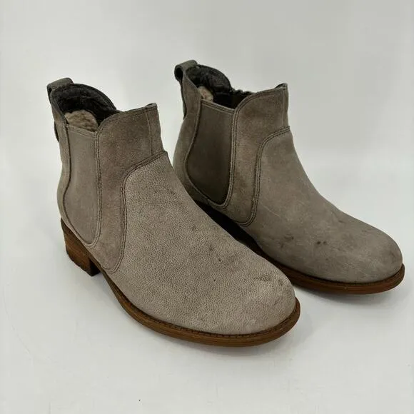 UGG Australia Bonham Chelsea Ankle Boots Suede Leather Waterproof Taupe Size 6