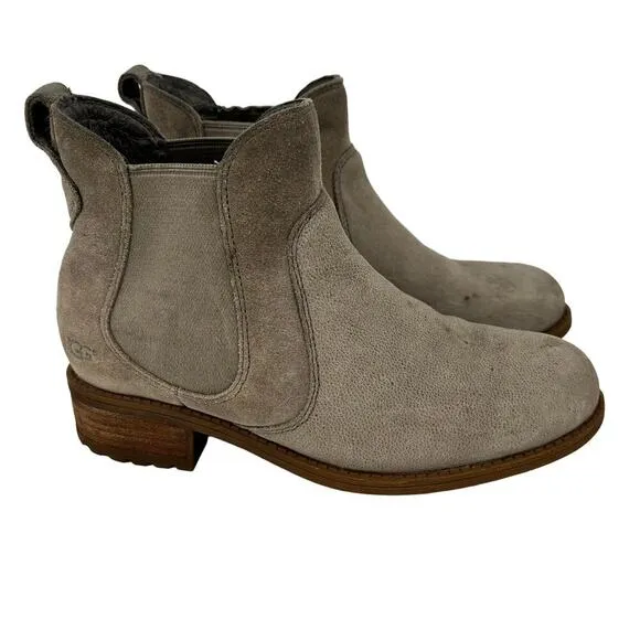 UGG Australia Bonham Chelsea Ankle Boots Suede Leather Waterproof Taupe Size 6