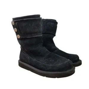 UGG Boots Womens 6 Kent Black Shearling Suede Sheepskin Casual Zip Button 5947