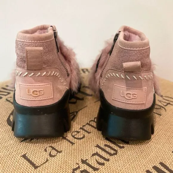 UGG Fluff Punk Faux Fur Pink Ankle Snow Boots US Size 6
