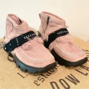 UGG Fluff Punk Faux Fur Pink Ankle Snow Boots US Size 6