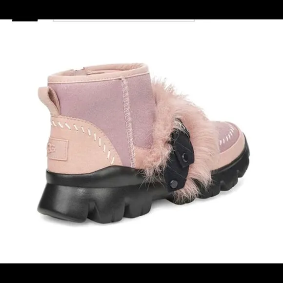 UGG Fluff Punk Faux Fur Pink Ankle Snow Boots US Size 6