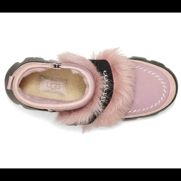 UGG Fluff Punk Faux Fur Pink Ankle Snow Boots US Size 6