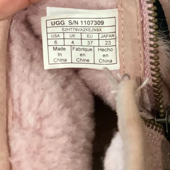 UGG Fluff Punk Faux Fur Pink Ankle Snow Boots US Size 6