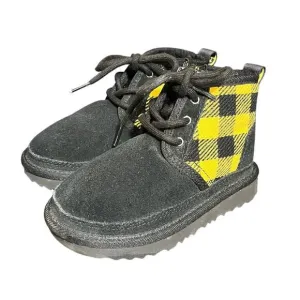 UGG Winter Snow Boots Neumel 2 Checkered Black Leather Sheepskin Lace Up 9C