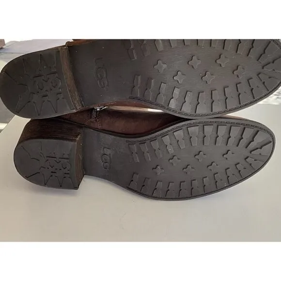 UGG Women’s Lorraine Boots Size 12 Brown Leather Zip belt Harness 1010204
