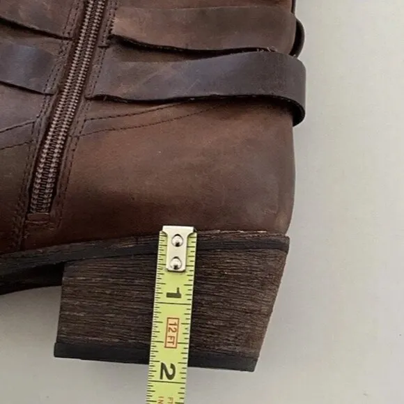 UGG Women’s Lorraine Boots Size 12 Brown Leather Zip belt Harness 1010204