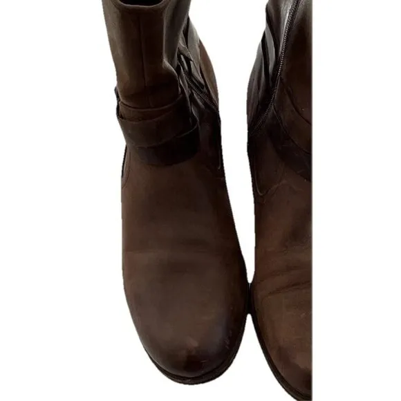 UGG Women’s Lorraine Boots Size 12 Brown Leather Zip belt Harness 1010204