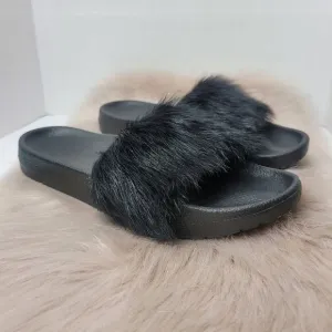 Ugg Women's Sandals Slides Size 6 Royale Black Garnet Toscana Fur Slipper