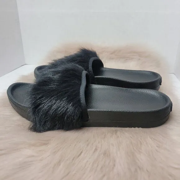 Ugg Women's Sandals Slides Size 6 Royale Black Garnet Toscana Fur Slipper