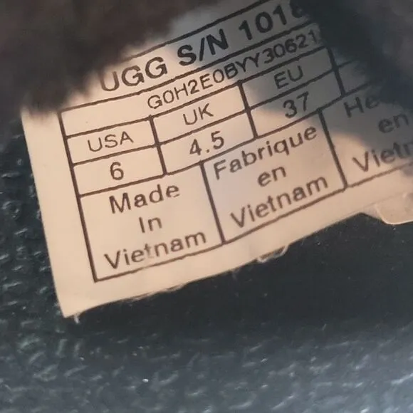 Ugg Women's Sandals Slides Size 6 Royale Black Garnet Toscana Fur Slipper