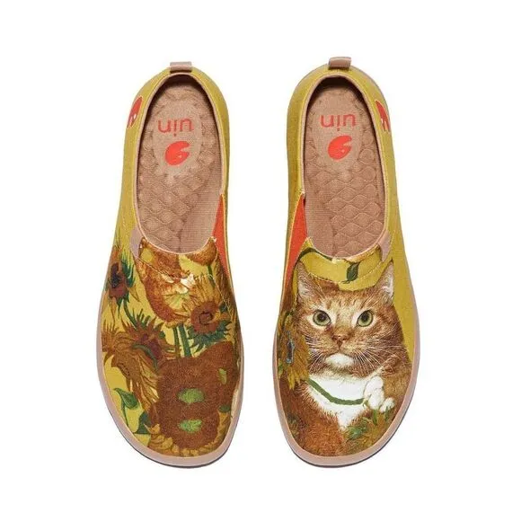 UIN Men’s Slip Ons Walking Casual Loafers Shoes (Sunflowers and Cat Toledo)